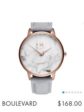 Movement Boulevard Marble Dial Rose Gold Watch with Light Gray Strap